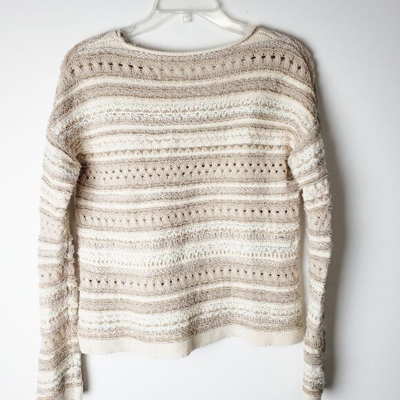 Anthropologie Little Yellow Bird Metallic Striped Knit Sweater - Picture 2 of 8